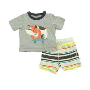 Tea Boys Grey | Dog | Stripes Apparel Sets size: 6-9 Months